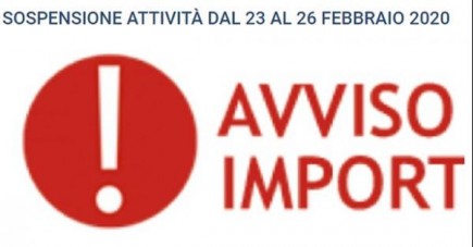 Sospensione attività dal 23 al 26 febbraio