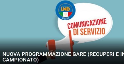 Nuova programmazione gare e recuperi